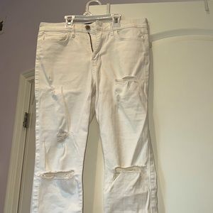 White Hollister High-Rise Super Skinny Ripped Jeans, Size 3 Short